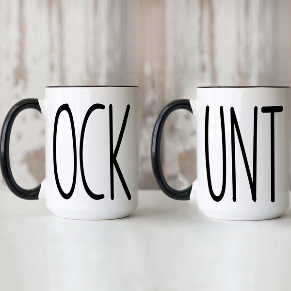 OCK and UNT Set of 2 Mugs | Funny Offensive Adult Humor Bad Swear Word Joke Gag Gift 15oz Coffee Cup Birthday Christmas Gift for Women Men