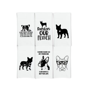 French Bulldog Flour Sack Kitchen Towels Gift Funny Frenchie Dish Towels Birthday Christmas Gift for Women Men Dog Lover