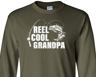Reel Cool Grandpa Long Sleeve Shirt for Men | Grandpa Fishing Shirt | Fishing Gift | Grandpa Gift from Grandkids | Fisherman Christmas Gifts