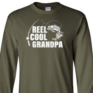 Reel Cool Grandpa Fathers Day For Fisherman Big and Tall Men T