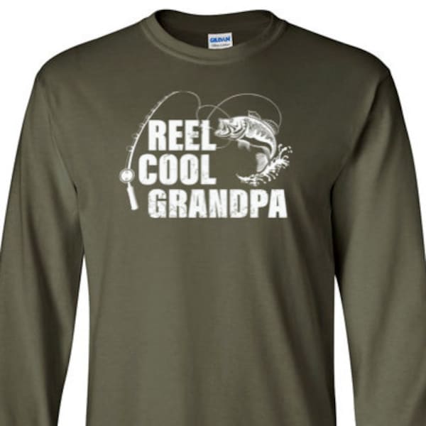 Reel Cool Grandpa Long Sleeve Shirt for Men | Grandpa Fishing Shirt | Fishing Gift | Grandpa Gift from Grandkids | Fisherman Christmas Gifts