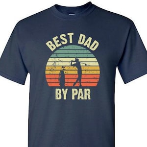 Best Dad By Par Vintage Sunset Golf Shirt for Men | Christmas Birthday Father Father's Day Golfing Golfer Gift Idea from Daughter Son Wife