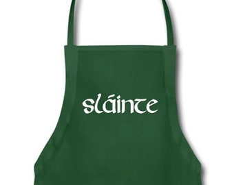 Slainte Adjustable St Patricks Day Apron with Pocket for Women Men Bartender Server Waiter Saint Paddy's Patty's Party Gaelic Toast Cheers