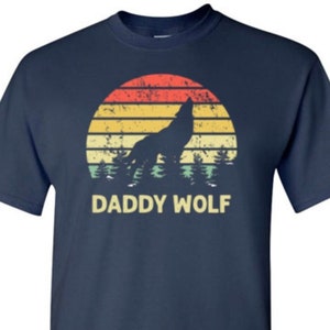 Daddy Wolf Vintage Sunset Shirt for Men | Birthday Christmas Fathers Day Gift Idea for Men Dad Grandpa from Son Daughter Wife Kids Grandkids