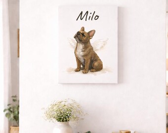 Personalized Brindle French Bulldog Memorial Canvas Print, Frenchie Dog Memorial Art, Pet Loss Gift, Dog Sympathy Gift