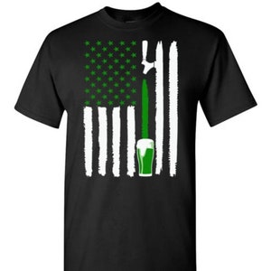 Green Beer American Flag St. Patrick's Day Shirt for Men | Beer Lover Gift | Patriotic USA Ireland Irish St Patricks Day Gifts | St Paddy's