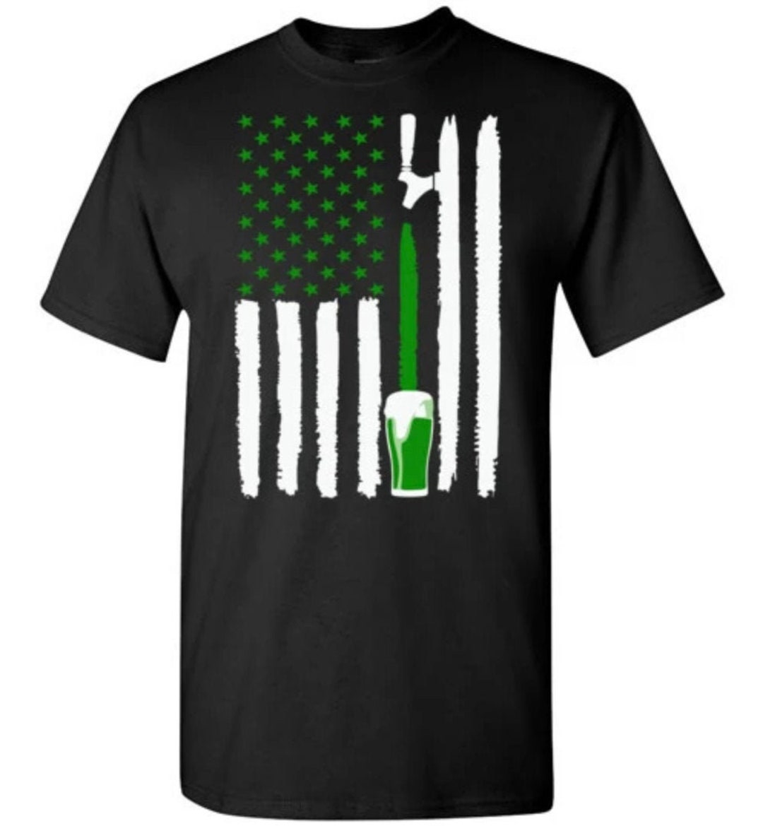 Green Beer American Flag St. Patrick's Day Shirt for Men Beer Lover ...