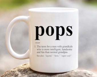 Pops Definition Coffee Mug | Pops Definition | Pops Defined | Funny Birthday Gift Ideas for Grandpa Fathers Day Present Grandfather