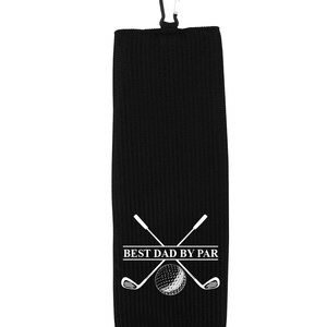 Best Dad By Par Custom Face Microfiber Waffle White Small Funny Golf Towel, Dad Golf Gifts main image 1