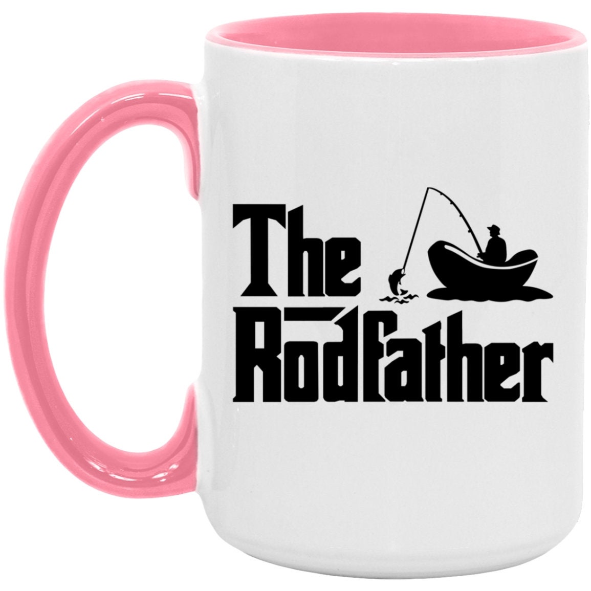 The Rodfather, Funny Fishing Mug, 15oz 11oz Coffee Mug, White