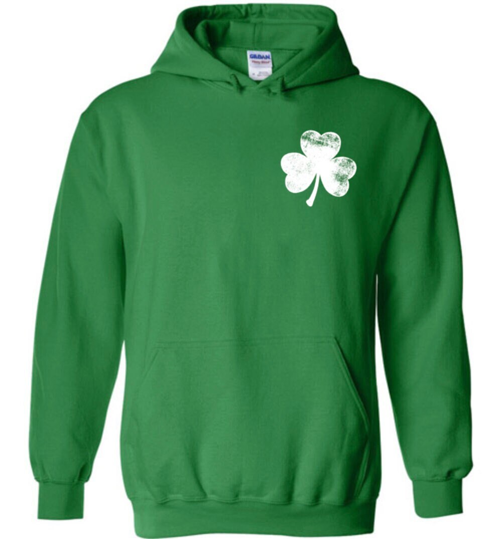 Distressed Shamrock St. Patrick's Day Hoodie Green White