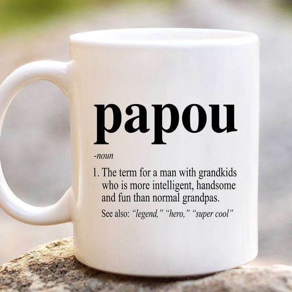 Papou Definition Coffee Mug | Papou Defined Cup | Funny Birthday Gift Ideas for Cool Greek Grandpa Fathers Day Present Fathers Grandfather