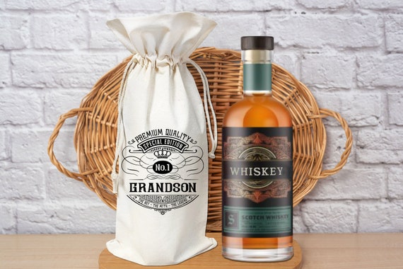Aged to Perfection No 1 Grandson Whiskey Gift Bag Reusable