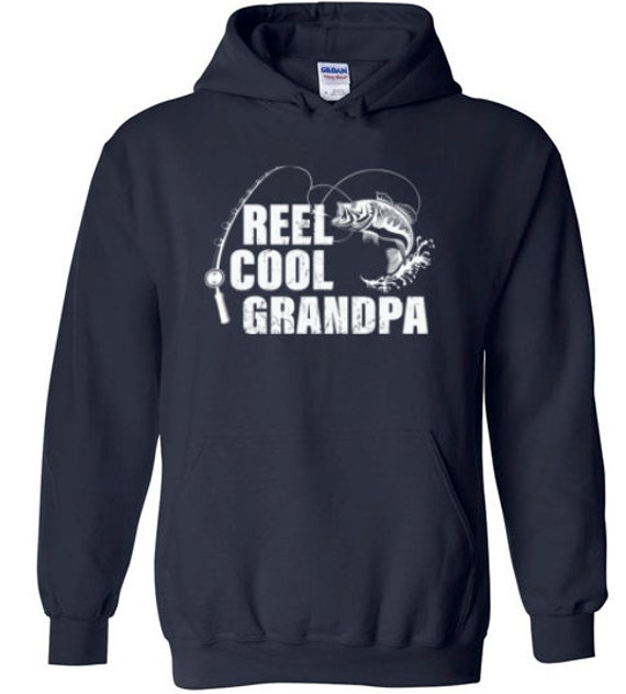Reel Cool Grandpa Hoodie for Men | Grandpa Fishing Gift | Fishing Hoodies | Fisherman Christmas Gifts | Long Sleeve Pullover Sweatshirt