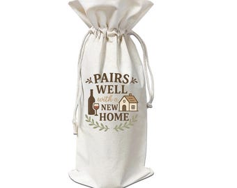 Pairs Well with a New Home Cut Farmhouse Housewarming Wine Gift Bag Carrier for Single Bottle