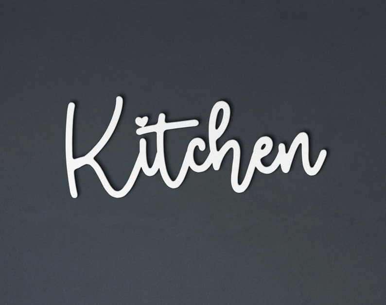 Sign That Says Kitchen Metal Wall Art Die Cut Steel Cute Cursive ...