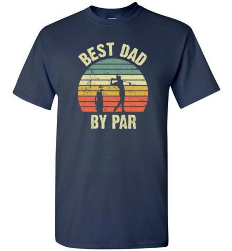 Best Dad By Par Vintage Sunset Golf Shirt for Men | Christmas Birthday Father Father's Day Golfing Golfer Gift Idea from Daughter Son Wife 