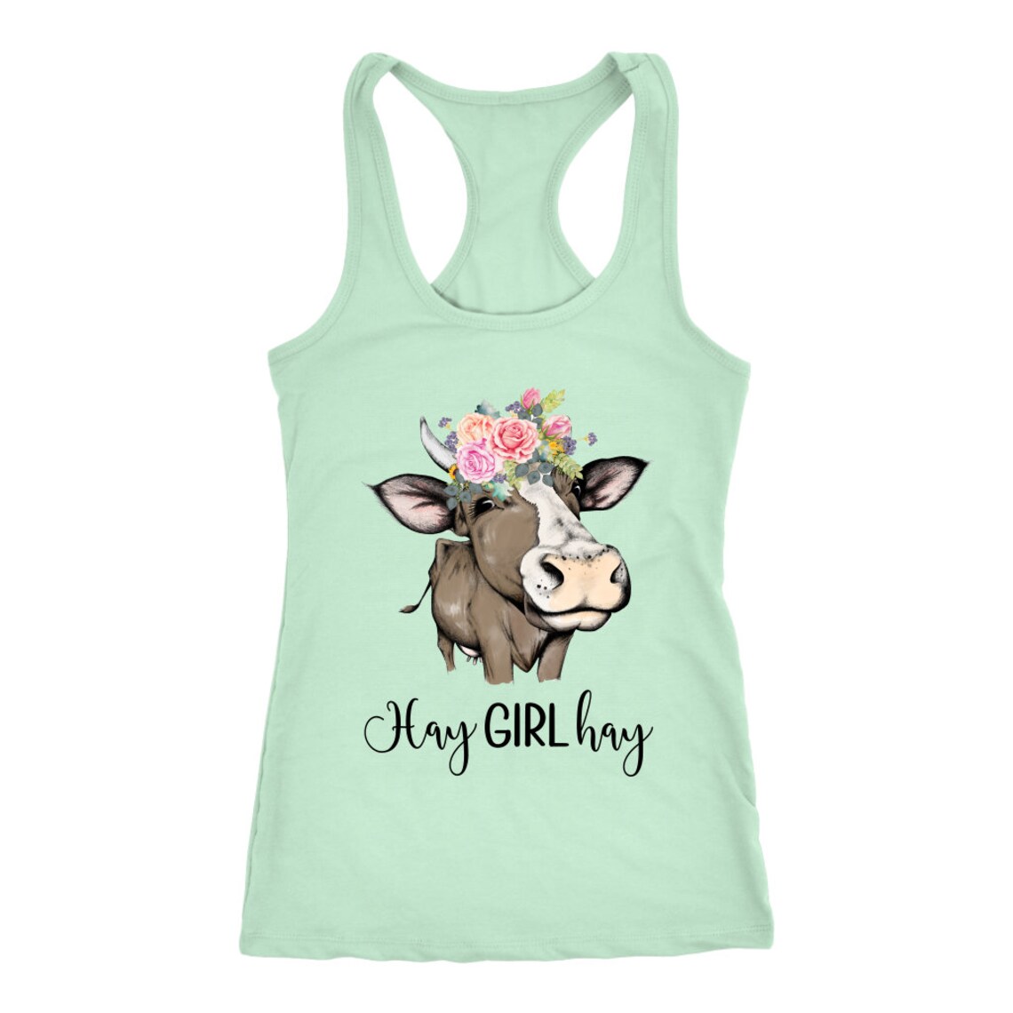 Hay Girl Hay Cow Tank Top Funny Racerback Tanks for Women Etsy