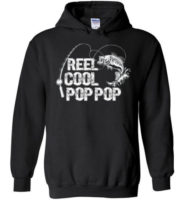 Reel Cool Pop Pop Hoodie for Men | Pop Pop Fishing Gift | Fishing Hoodies | Fisherman Christmas Gifts | Long Sleeve Pullover Sweatshirt