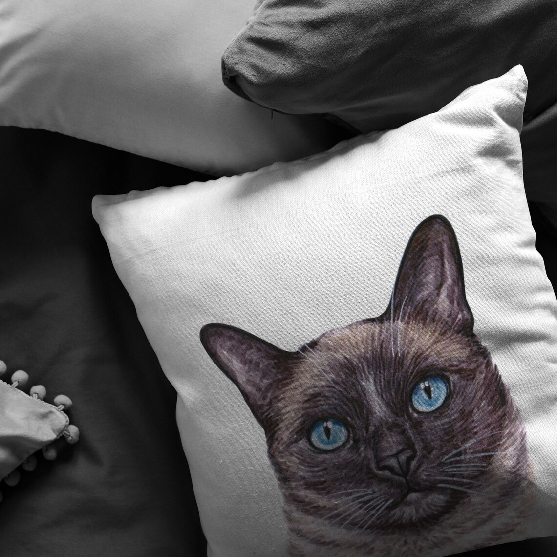 Siamese Cat Throw Pillow Gift for Cat Lover Mothers Day Idea Etsy.de