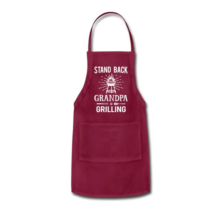 Stand Back Grandpa is Grilling Adjustable Apron With Pockets Etsy