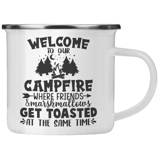 Essential Drinkware 14oz Ceramic Campfire Coffee Mug (Set of 4), Blue with Speckled Finish - Durable Thick Walled Camping Style Cup for Outdoors or