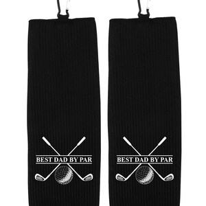 Best Dad By Par Custom Face Microfiber Waffle White Small Funny Golf Towel, Dad Golf Gifts