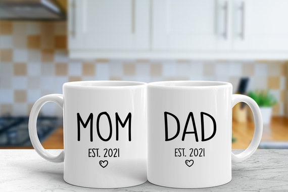 Gift Set For New Parents Set of 2 Mom & Dad Established 2021