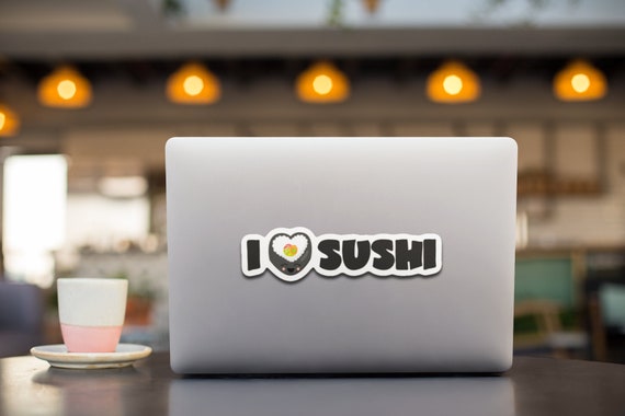 Ritrama Adesivo I Love Sushi - 127 X 76 Mm, Pellicola Tedesca UV Resistente Per Auto, Laptop, Smartphone, Valigia - Regalo Divertente Per Adulti