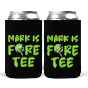 Custom Name Fore Tee Soda Beer Beverage Can Cooler Sleeve Golf Lover Gift Idea for Golfer Men Women for 40th Birthday