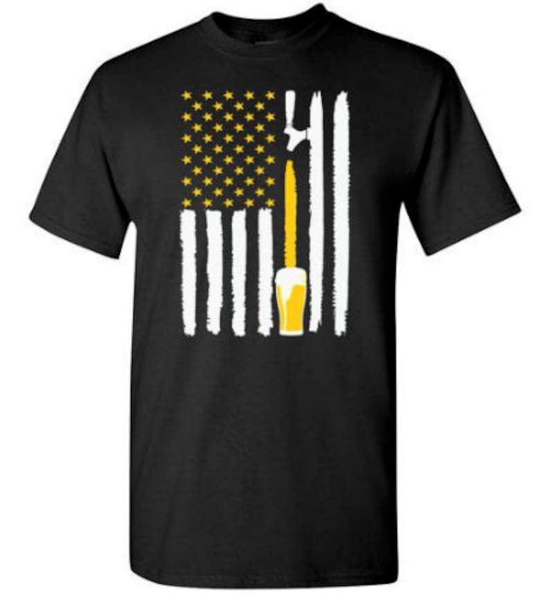 American Flag Craft Beer Tap Shirt for Men | Beer Lover Brewer Gift Man Patriotic USA Beer Shirts Gifts for Dad Grandpa Bartender Bar Owner 