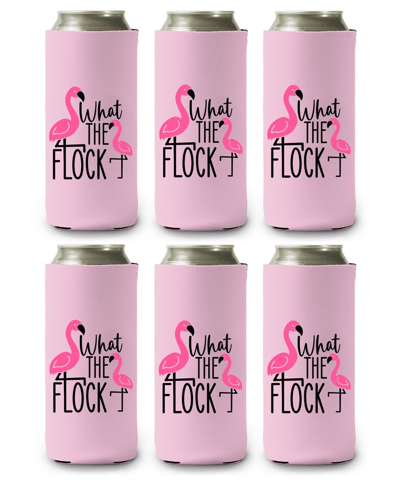 What the Flock Pink Flamingo Skinny Can Cooler Sleeves - Insulated 12oz ...