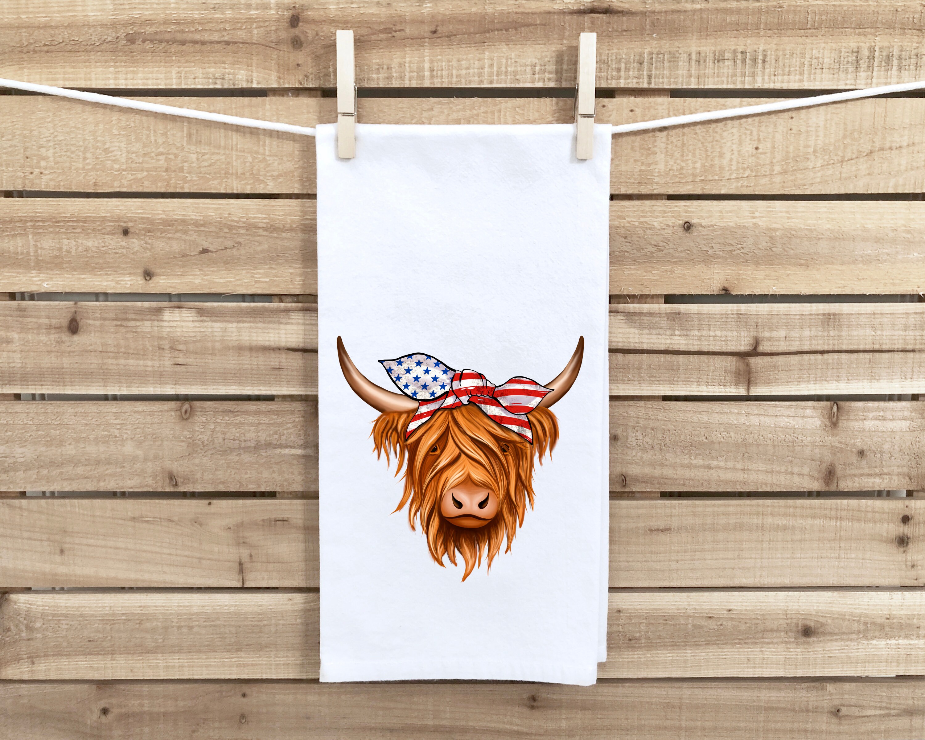 novelty kitchen towel, cotton dish towel highland cow funny striped tea  towel gift