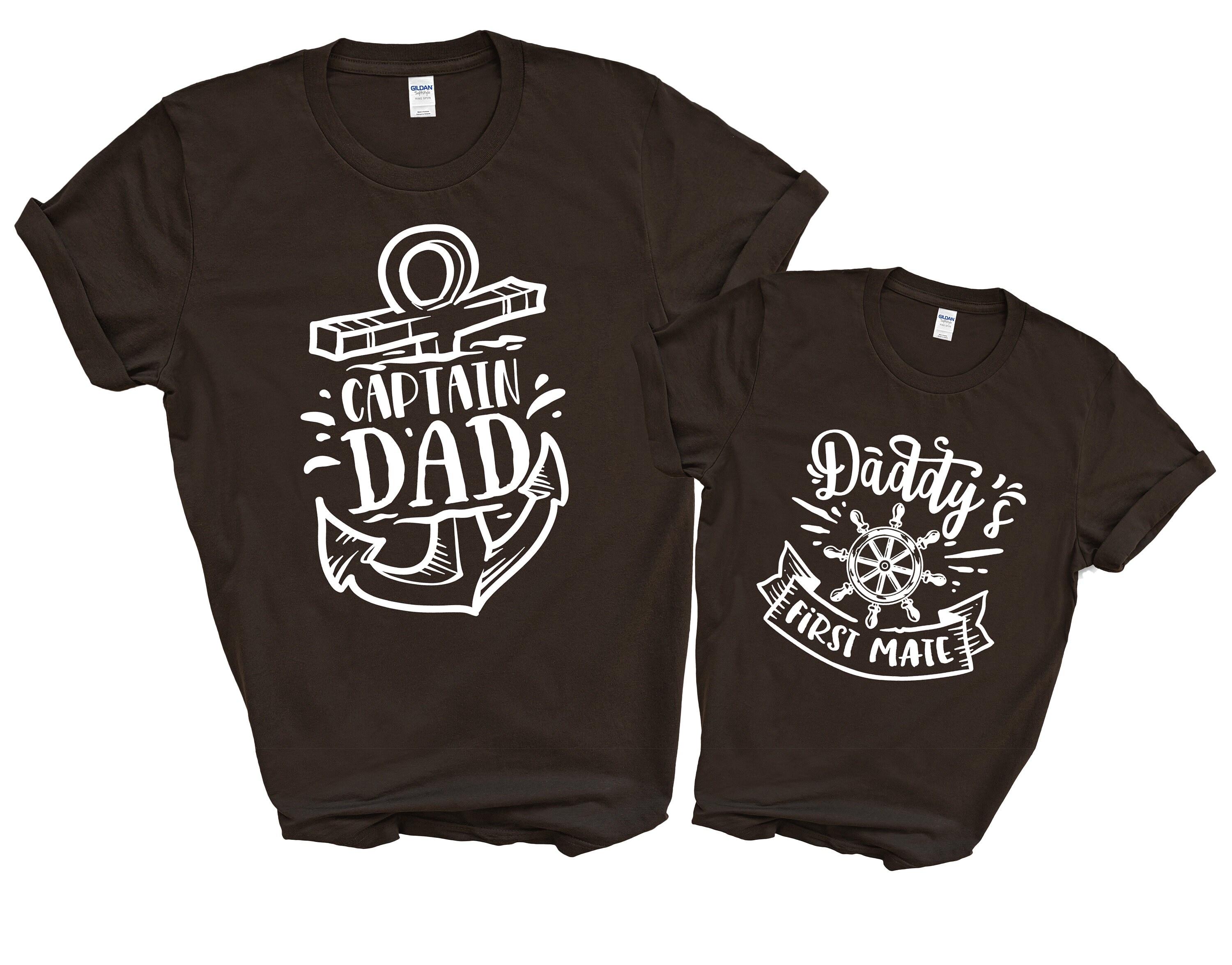Captain & First Mate Matching Outfits - Dad And Baby Navy Shirts - Father's Day Set