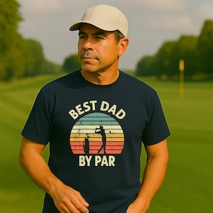 Best Dad By Par Vintage Sunset Golf Shirt for Men | Christmas Birthday Father Father's Day Golfing Golfer Gift Idea from Daughter Son Wife