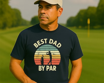 Best Dad By Par Vintage Sunset Golf Shirt for Men | Christmas Birthday Father Father's Day Golfing Golfer Gift Idea from Daughter Son Wife