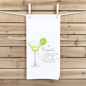 Margarita Rezept Handtuch mit Schlaufe zum Aufhängen - Handtücher aus 100% Baumwolle Mehlsack - Niedliches Handtuch für die Küche