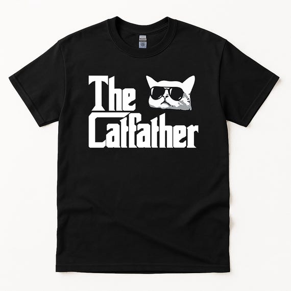The Catfather Shirt – Funny Cat Dad Gift, Plus Sizes Up to 6XL, Cat Lover Graphic Tee for Men, Father's Day T-Shirt for Him