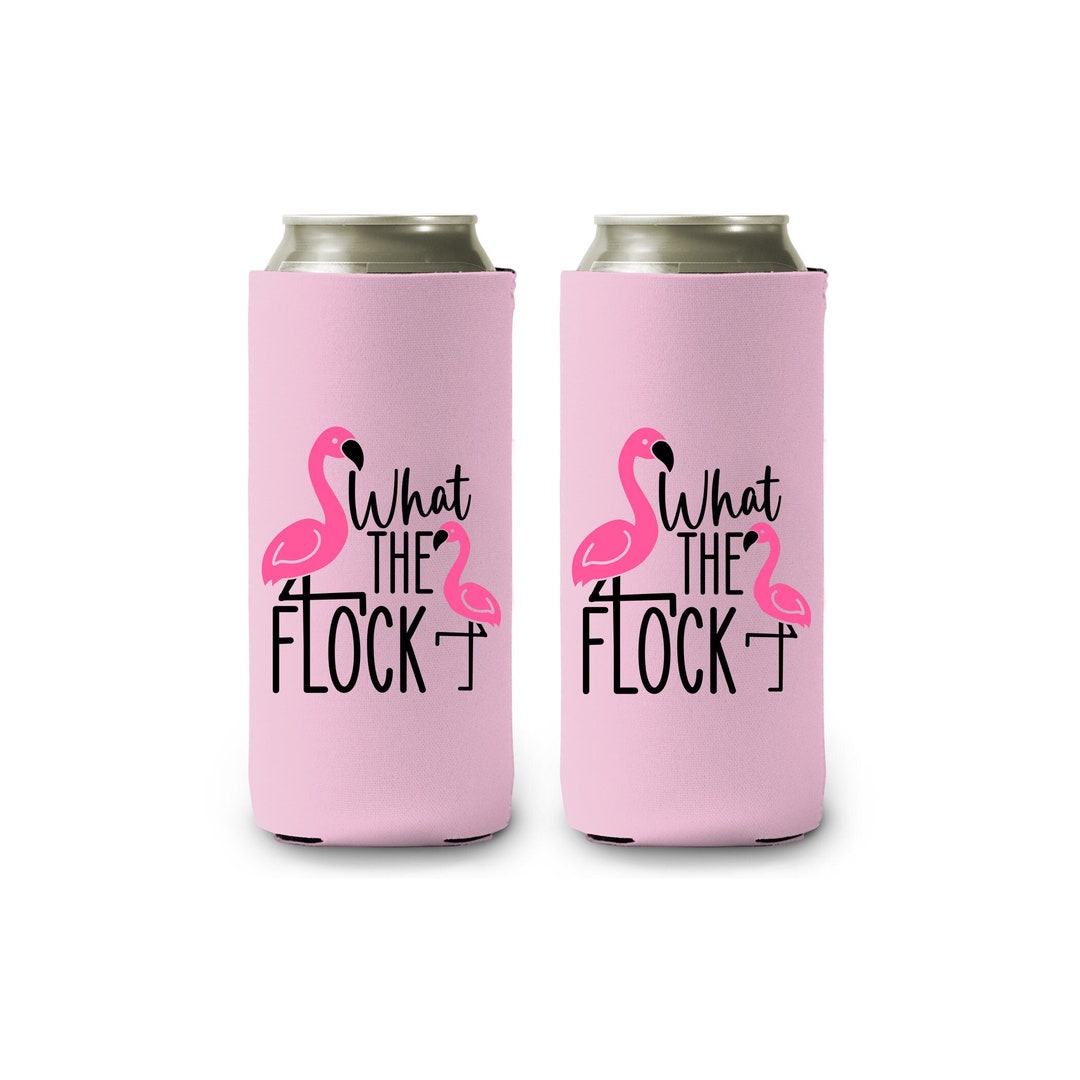 What the Flock Pink Flamingo Skinny Can Cooler Sleeves - Insulated 12oz ...