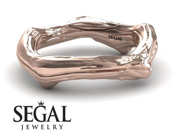 Anello con ramo in oro rosa, anello nuziale unico, anello con ramoscello in oro, fede nuziale, anello nuziale in oro rosa, anello unisex, anello nuziale alternativo a foglia