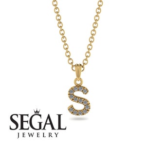 DIAMOND LETTER PENDANT 14K Gold 18K Yellow Gold|Rose Gold|White Gold Pendant Initials Diamond Pendant Gift for Her - Chaya
