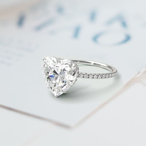 Engagement rings heart diamond ring 14k white Gold, Heart cut diamond engagement ring promise gift for her - Noelle