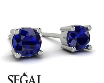 0.25ct Sapphire Earrings Studs White Gold 14K-18K White Gold Stud Earrings Sapphire Gift for Women - Maci