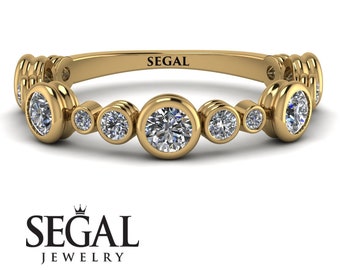 14-karätiger Gelbgold-Ewigkeitsring mit Diamantfassung, 2 Größen, runder Diamant, Gold-Stapelring