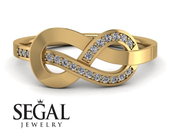 14k Yellow Gold Infinity White Diamond Engagement Ring