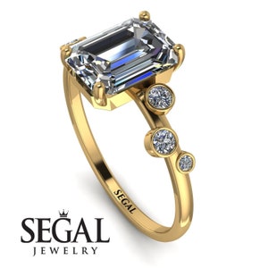 Emerald Cut Diamond Ring Engagement Rings 14K Yellow Gold Emerald cut Diamond Solitaire Ring, Natural Diamond Gold Stacking, gift for her