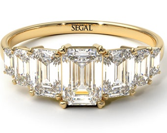 Emerald Cut Diamond Geometrical Ring Gold 14K-18K Gold Unique Rings Emerald Cut Engagement Ring for Girlfriend - Briella