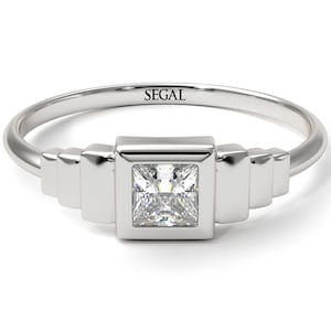 Princess Cut Diamant Verlobungsring Weißgold 14K-18K Weißgold Einzigartige Ringe Princess Cut Diamant Jubiläumsring - Everlev