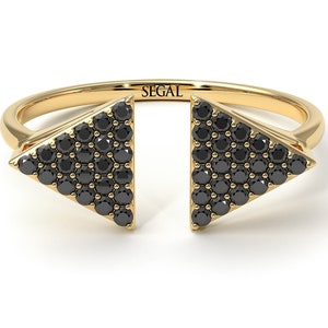 Triangle Black Diamond Ring Gold 14K-18K Gold Unique Rings Black Diamond Ring Triangle Black Diamond Ring for Her - Hope