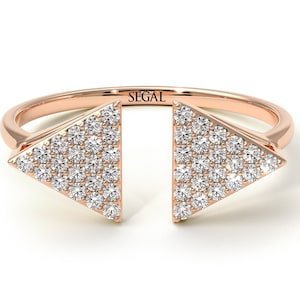 Diamant Ring Dreieck Rose Gold 14K-18K Rose Gold Einzigartige Ringe Diamant Dreieck Ring für Freundin - Hope